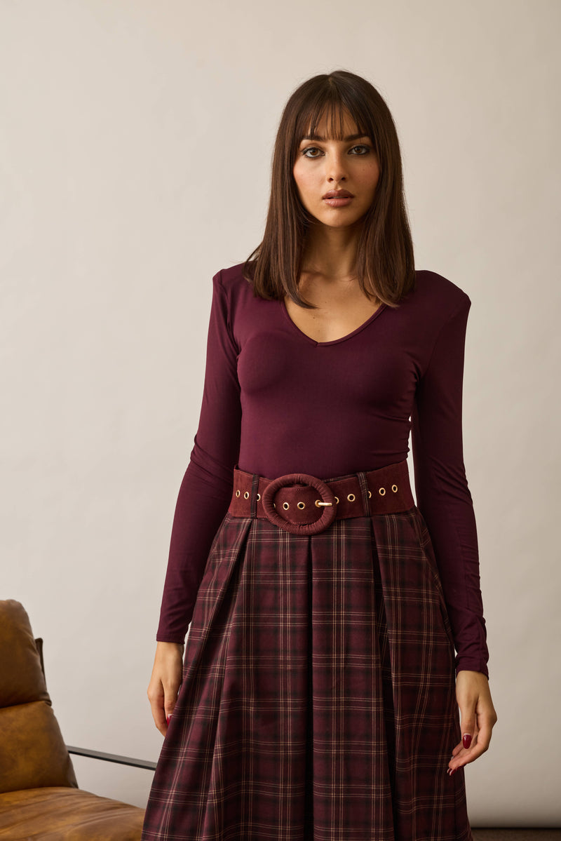 Maglia Scollo V Spalline malva|Colore:Malva