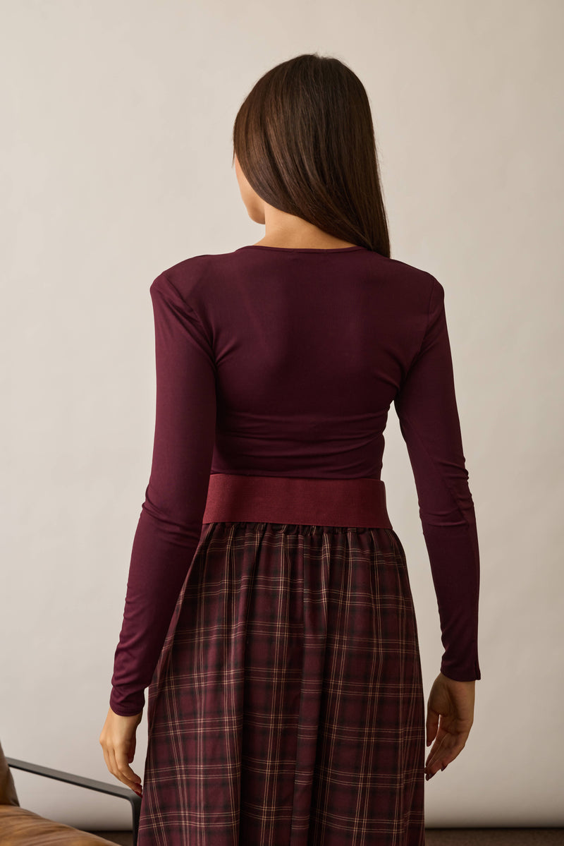 Maglia Scollo V Spalline malva|Colore:Malva
