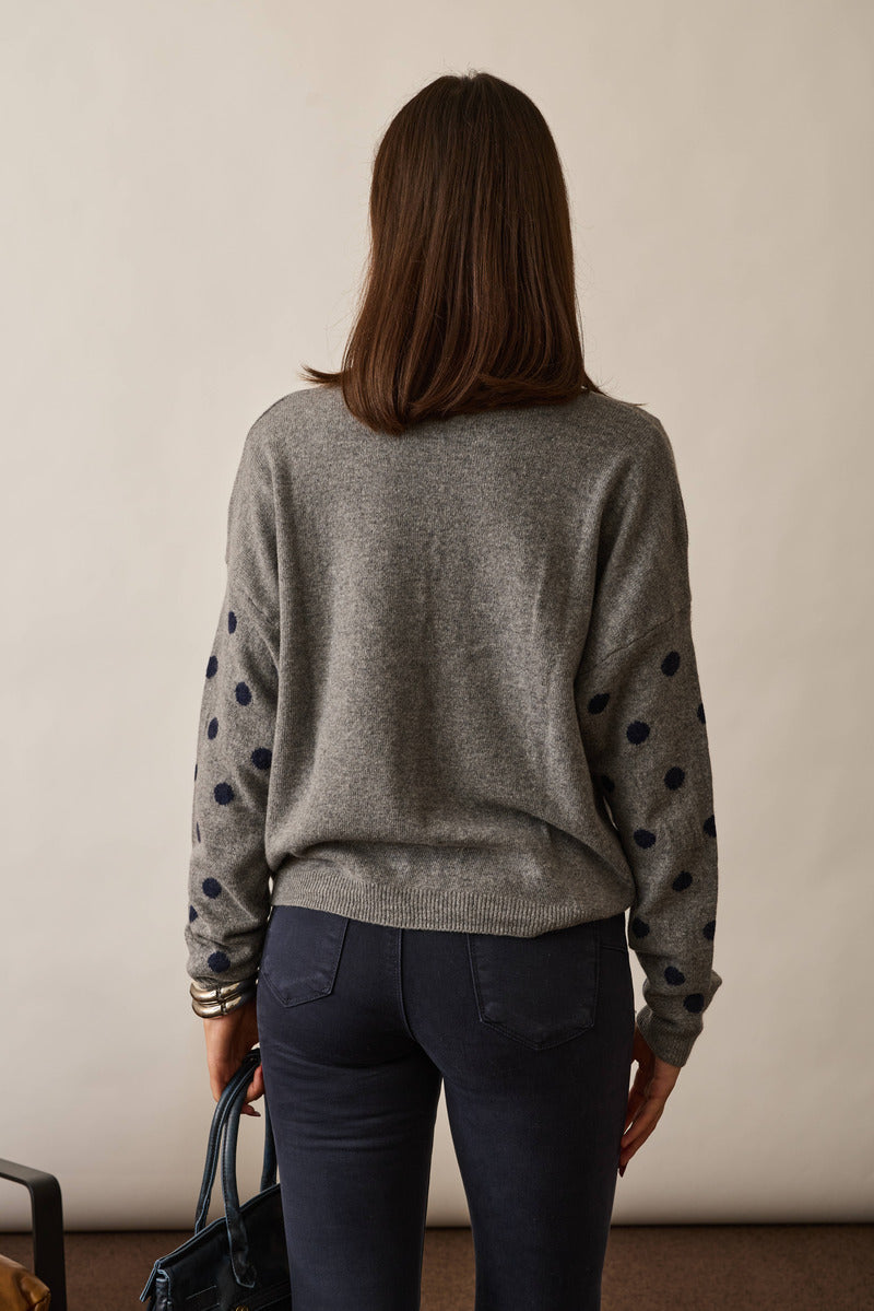 Cardigan Pois Cashmere Grigio|Colore:Grigio
