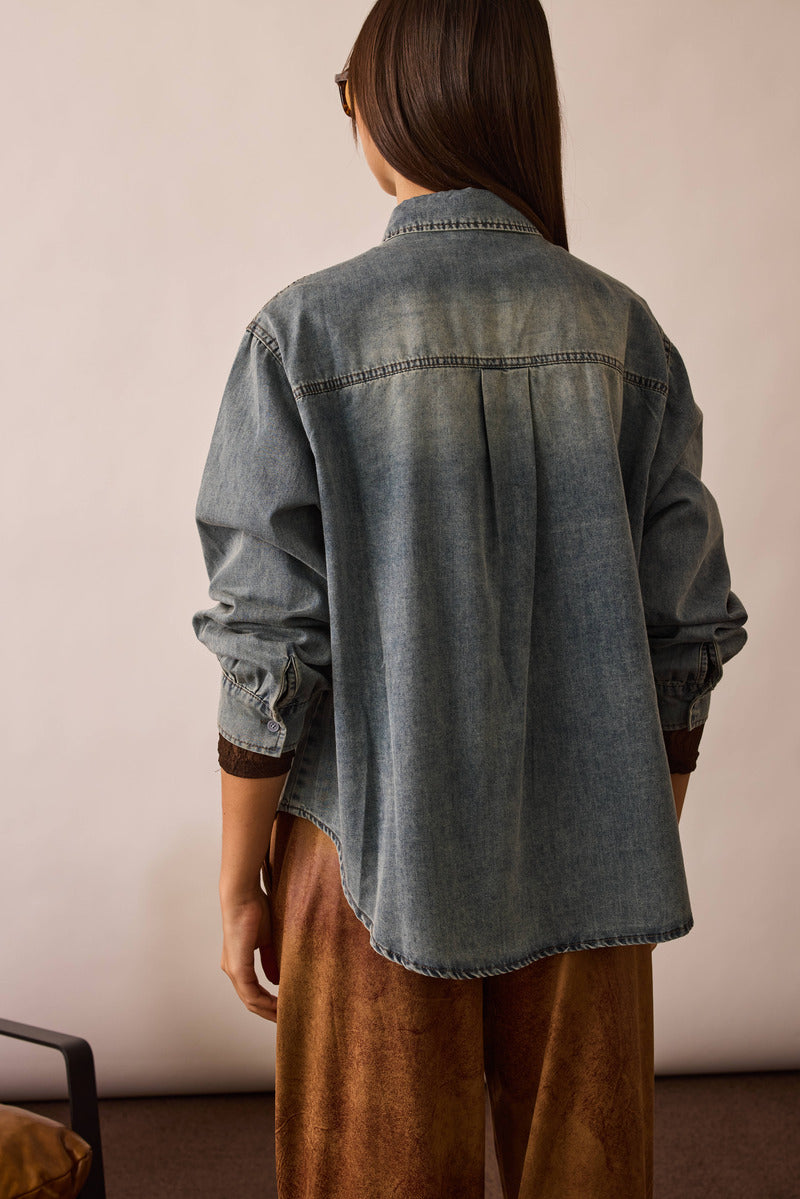 Camicia Denim Intagliata denim|Colore:Denim