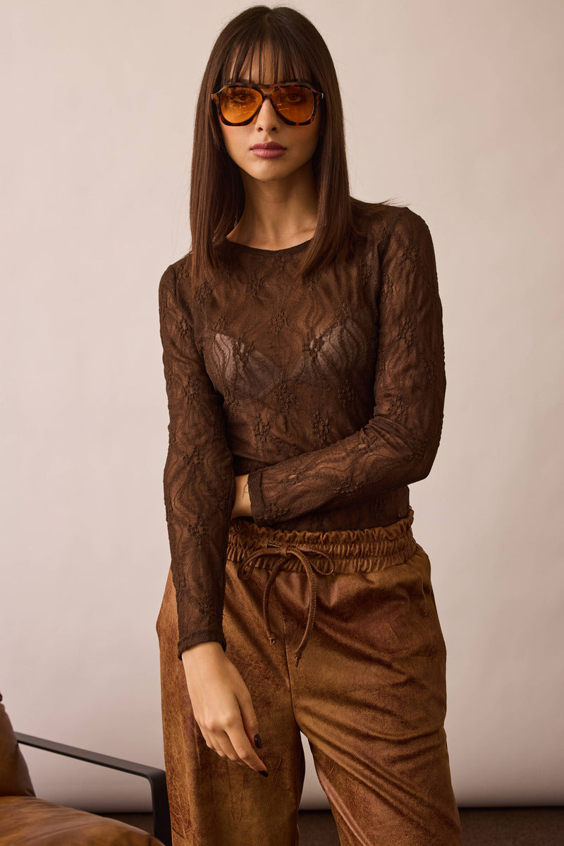 Maglia In Pizzo testa di moro|Colore:Testa di moro