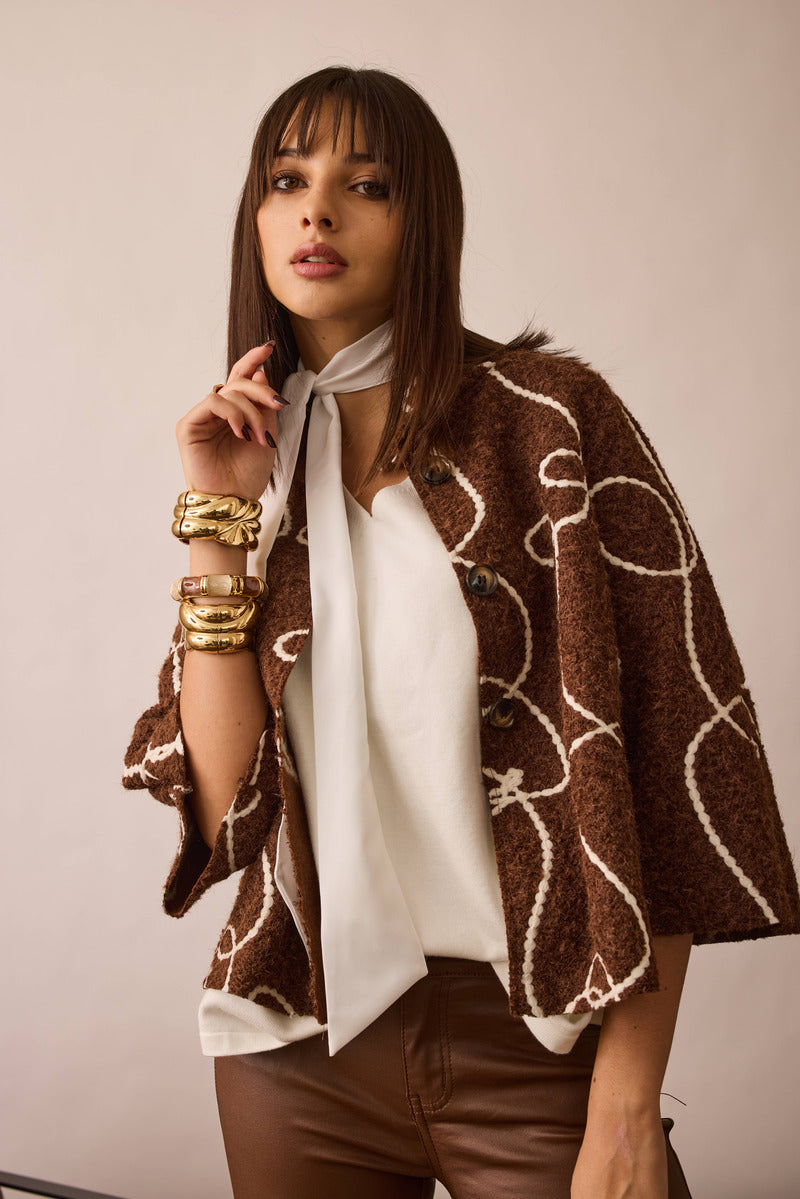 Cappotto Corto Con Ricamo cacao|Colore:Cacao