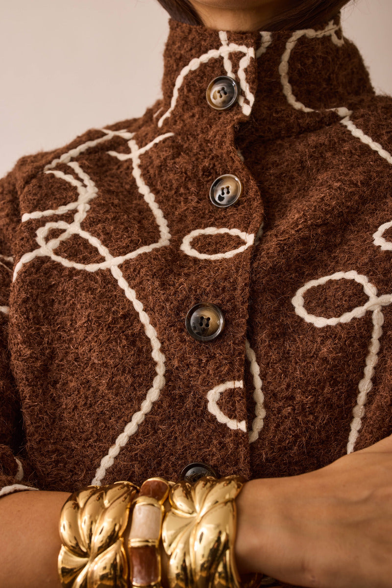 Cappotto Corto Con Ricamo cacao|Colore:Cacao