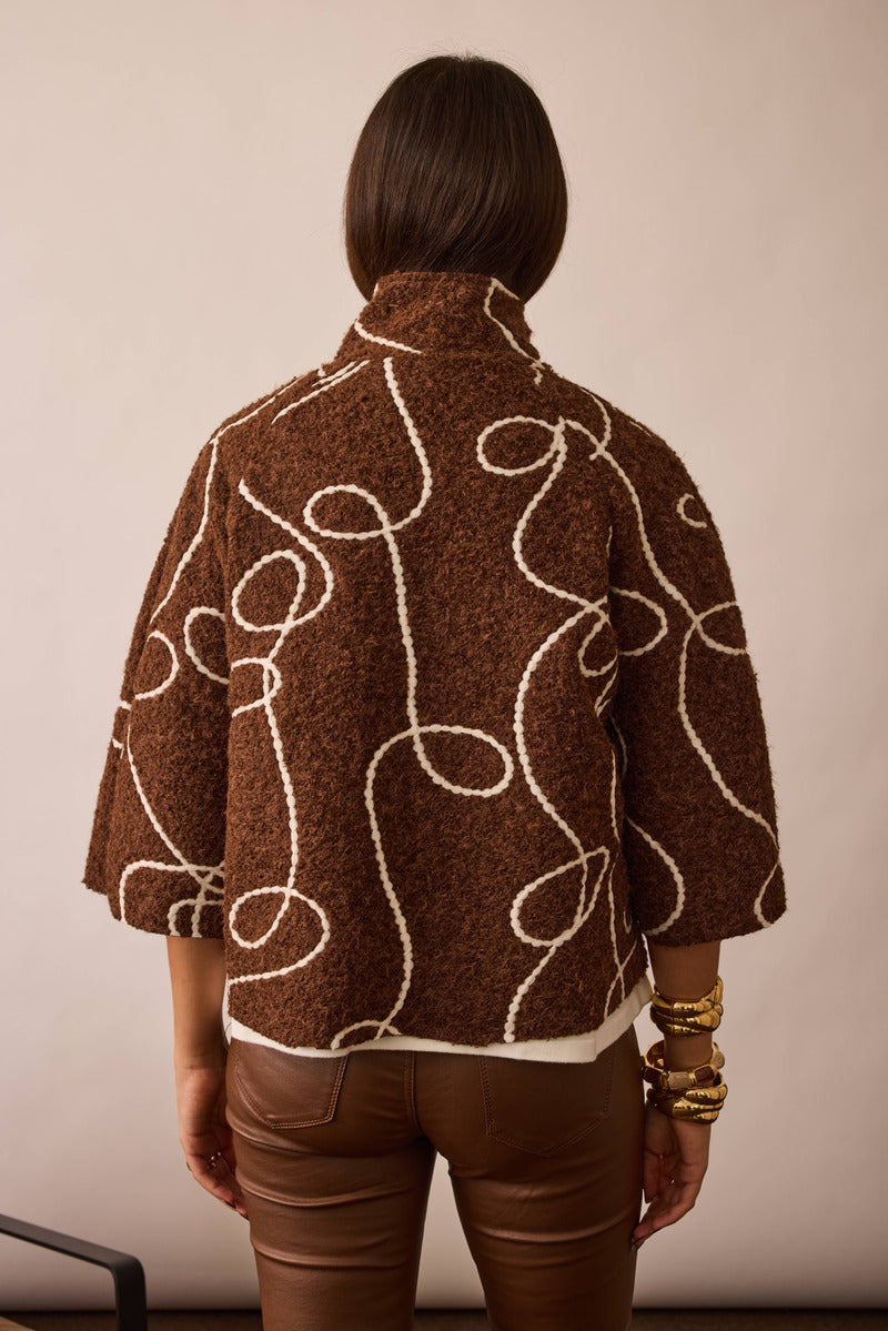 Cappotto Corto Con Ricamo cacao|Colore:Cacao