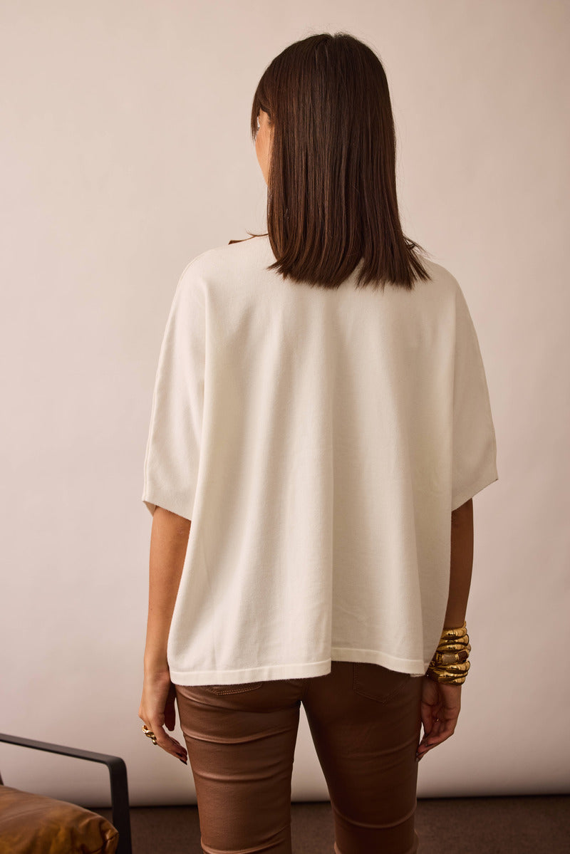 Pull Con Placchetta Dorata Panna|Colore:Panna