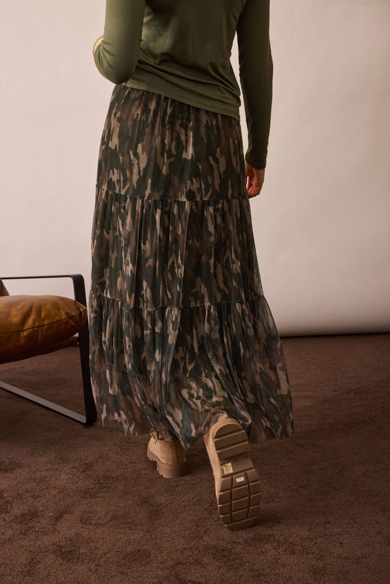 Gonna Tulle Militare verde militare|Colore:Verde militare