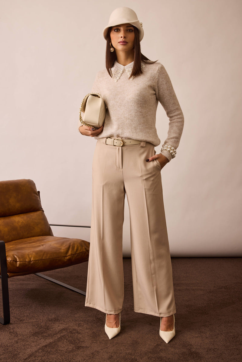 Pantalone Palazzo beige|Colore:Beige