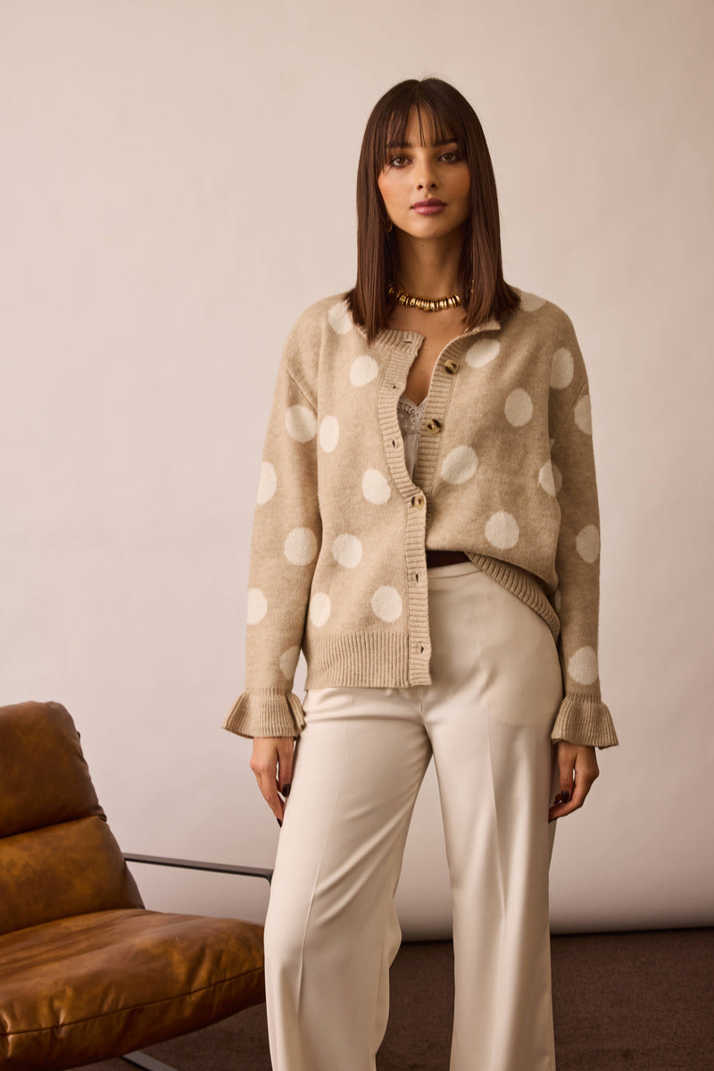 Cardigan Pois beige|Colore:Beige
