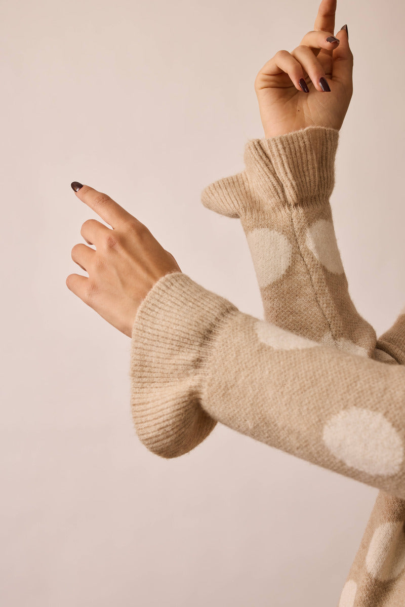 Cardigan Pois beige|Colore:Beige