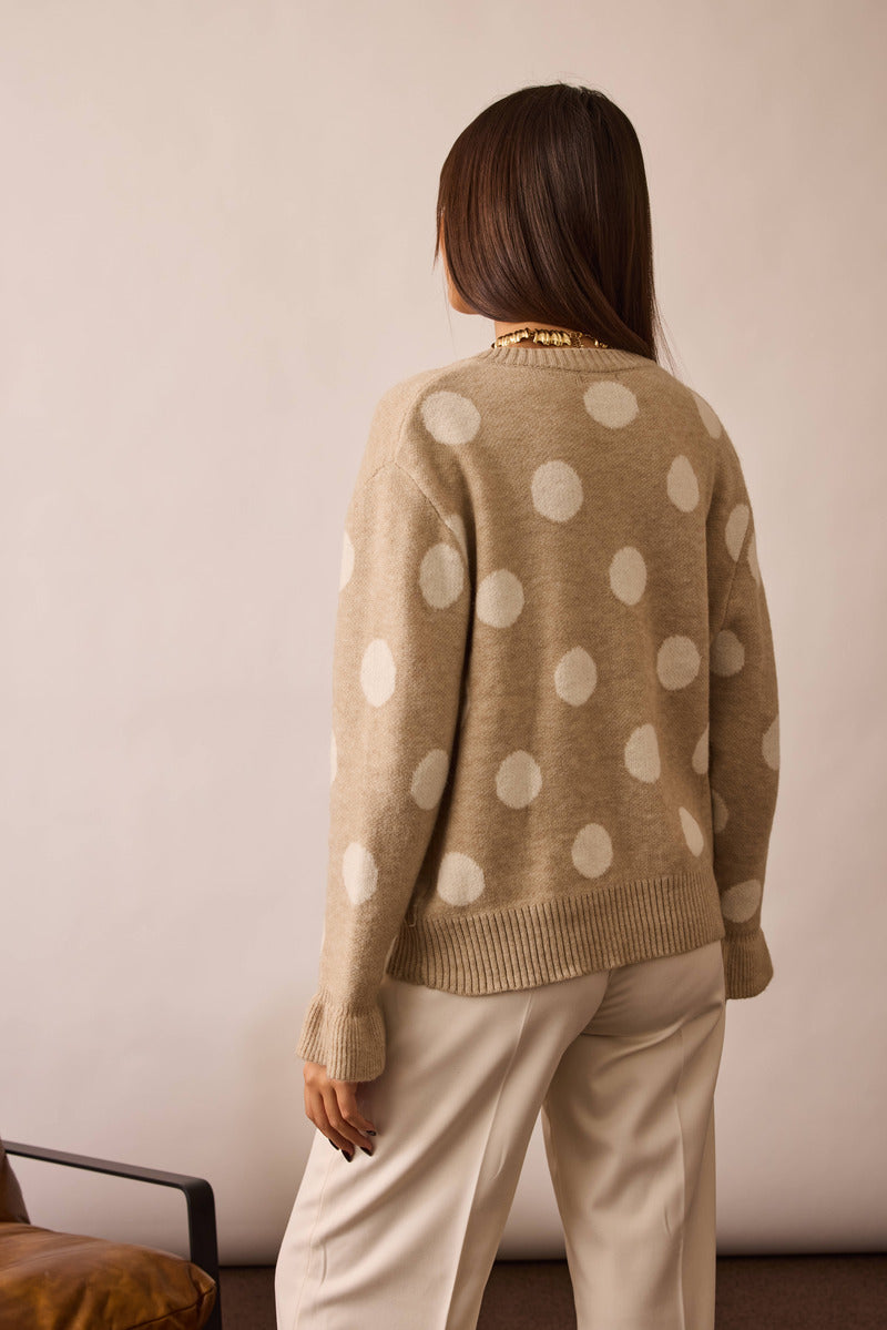 Cardigan Pois beige|Colore:Beige