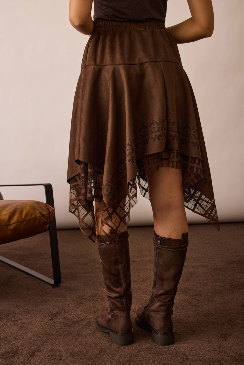 Gonna Balze Midi testa di moro|Colore:Testa di moro