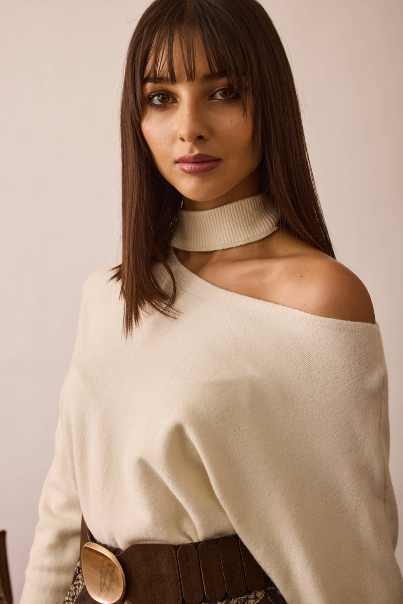 Maglia Cut Out panna|Colore:Panna