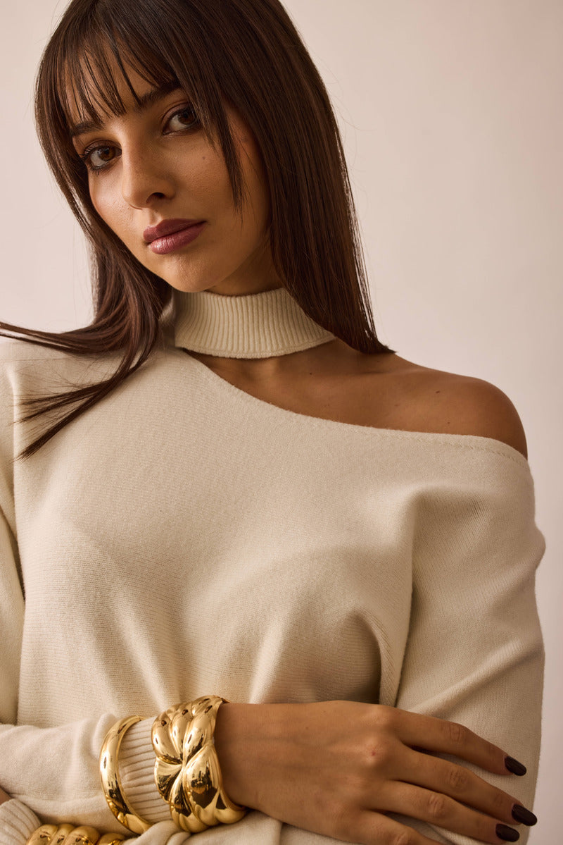 Maglia Cut Out panna|Colore:Panna