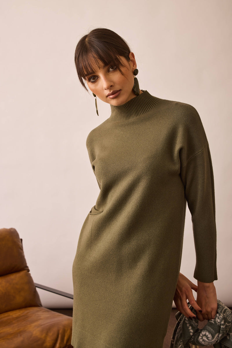 Abito Con Tasca Elly Verde militare|Colore:Verde militare