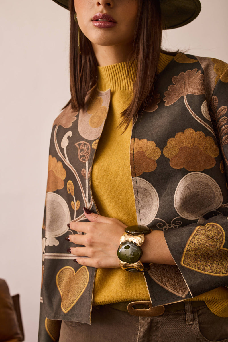 Bolero Fiori verde militare|Colore:Verde militare