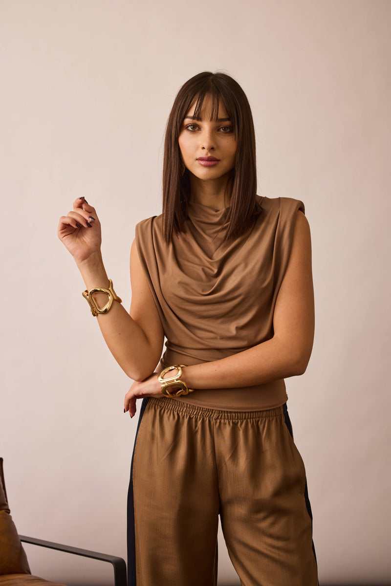Top Drappeggiato cammello|Colore:Cammello