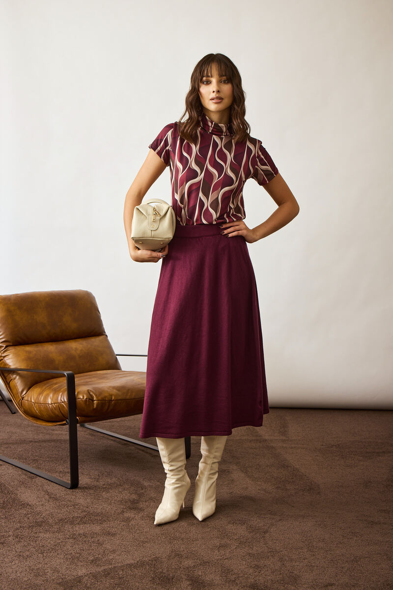 Maglia Lupetto Mezza Manica Onde borgogna|Colore:Borgogna