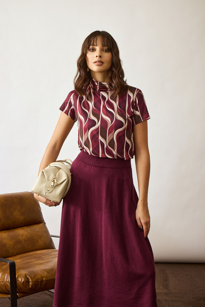 Maglia Lupetto Mezza Manica Onde borgogna|Colore:Borgogna