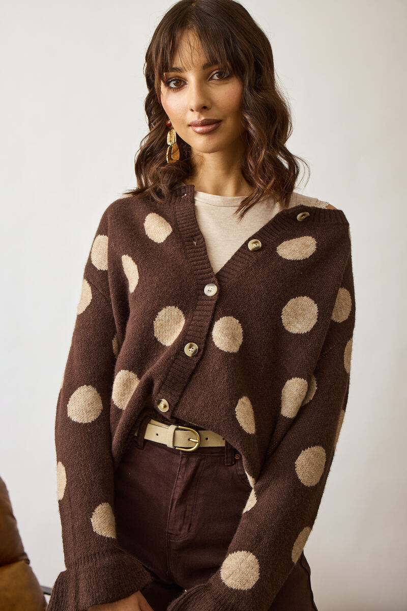 Cardigan Pois Testa di moro|Colore:Testa di moro