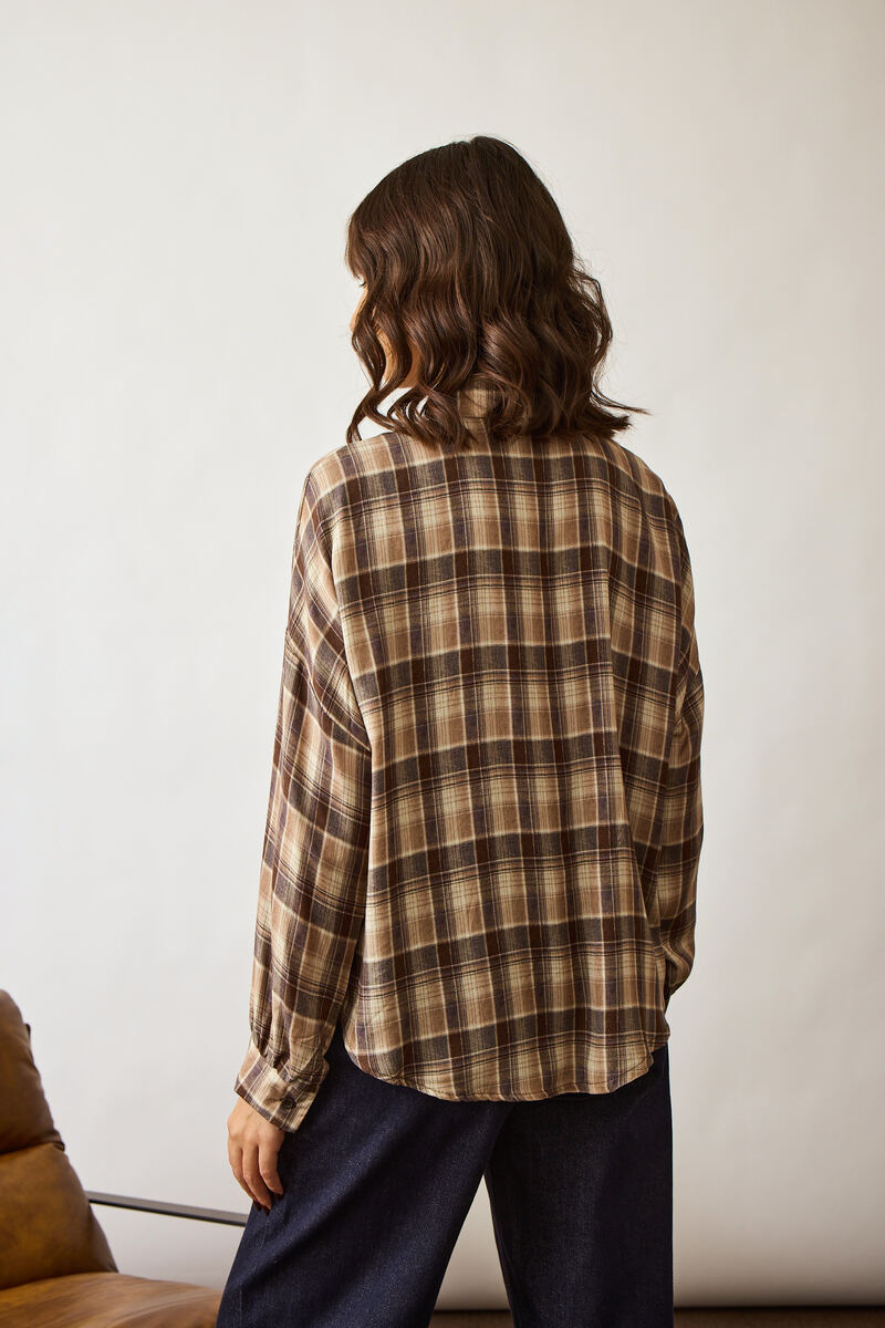 Camicia Quadri Odette beige|Colore:Beige