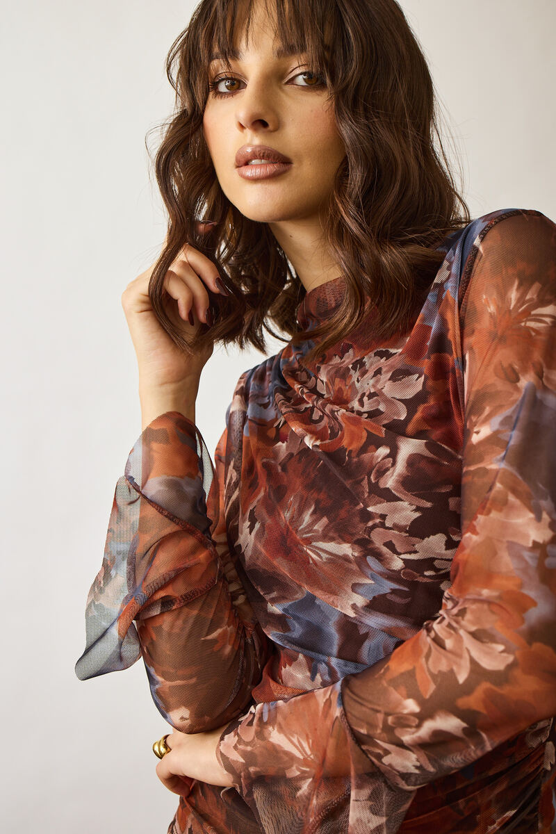 Maglia Tulle Flora cacao|Colore:Cacao
