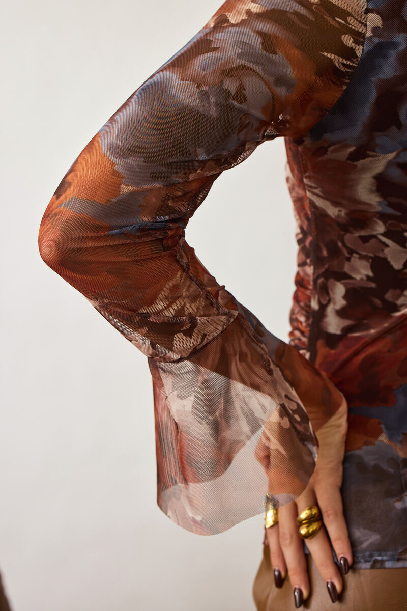 Maglia Tulle Flora cacao|Colore:Cacao