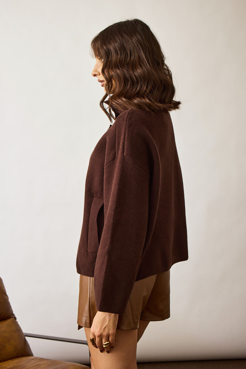 Cardigan Modello Cappa Testa di moro|Colore:Testa di moro