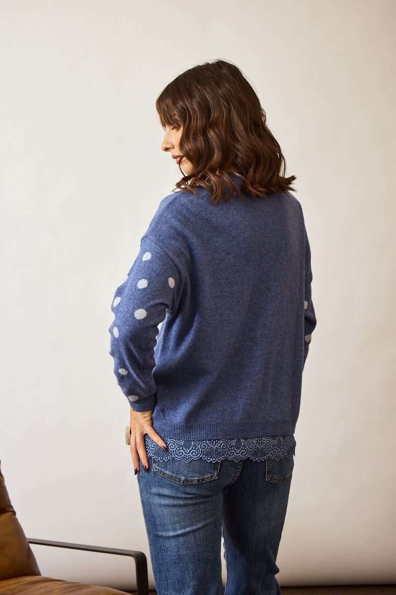 Cardigan Pois Cashmere Avion|Colore:Avion