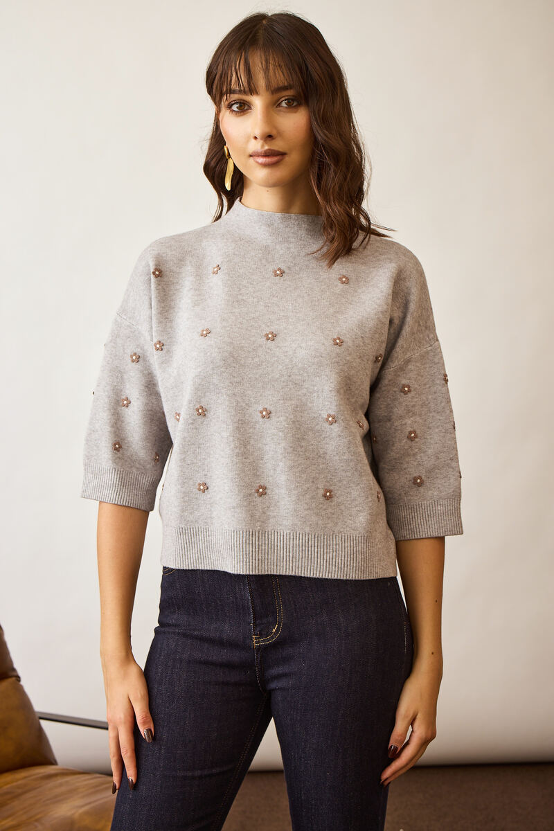 Pull Fiori grigio|Colore:Grigio