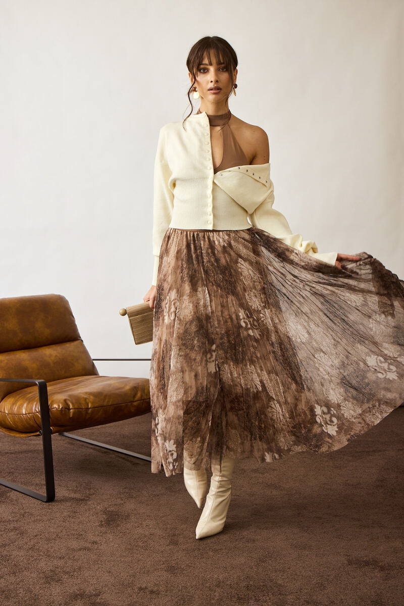 Gonna Fantasia Tulle fango|Colore:Fango