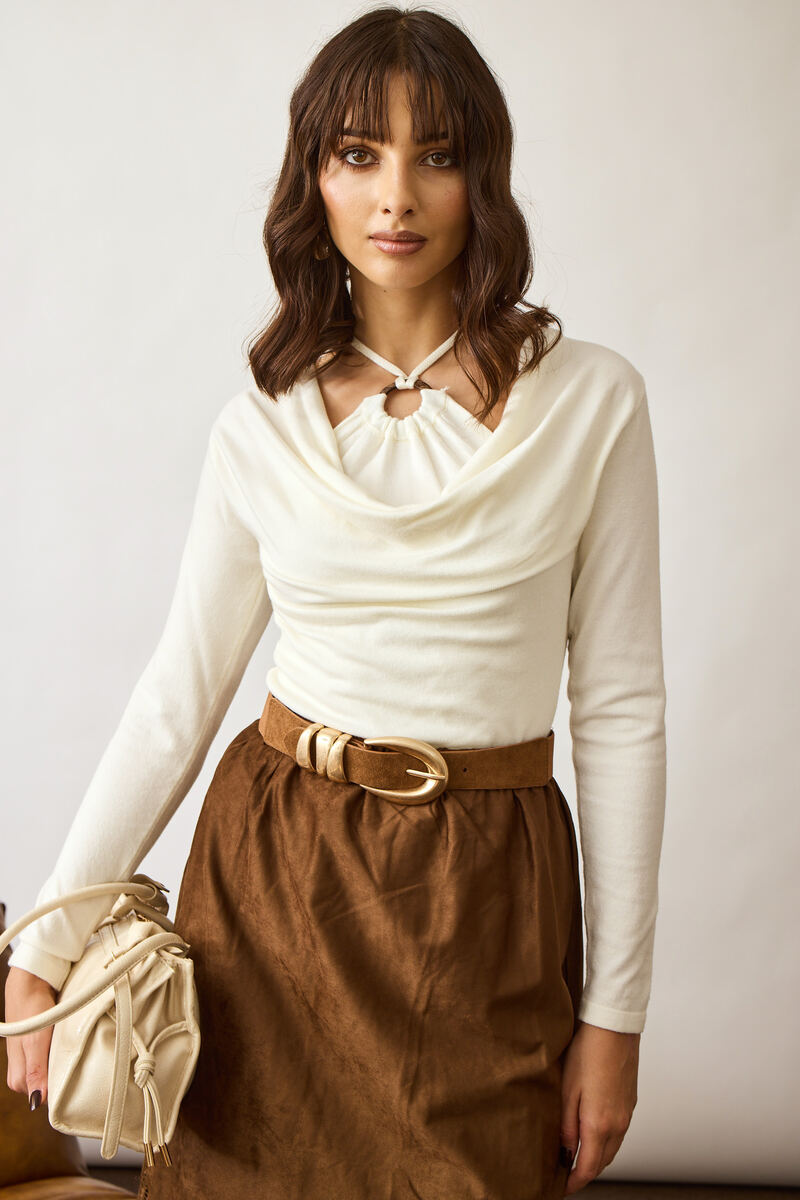 Maglia Con Pietrine panna|Colore:Panna