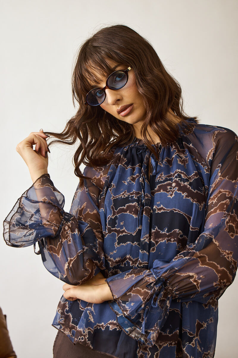 Blusa Camouflage Blu|Colore:Blu