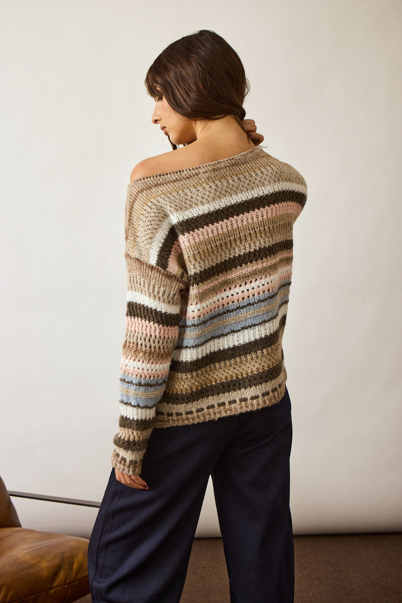 Pull Fasce Colorate rosa|Colore:Rosa