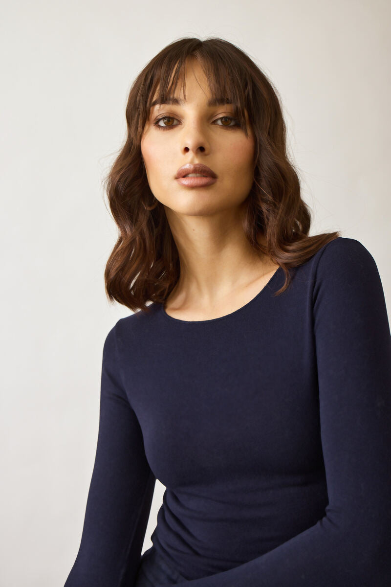 Maglia Girocollo Basic blu|Colore:Blu