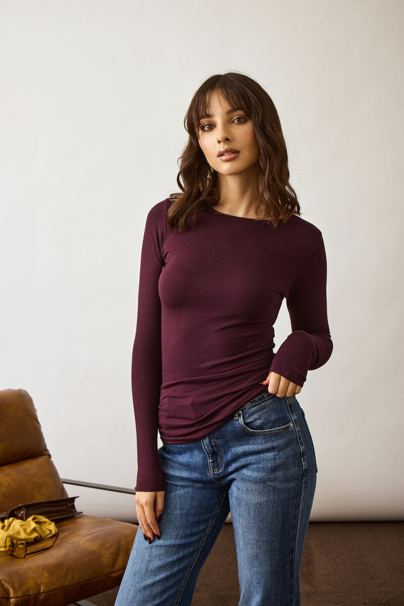Maglia Girocollo Basic borgogna|Colore:Borgogna