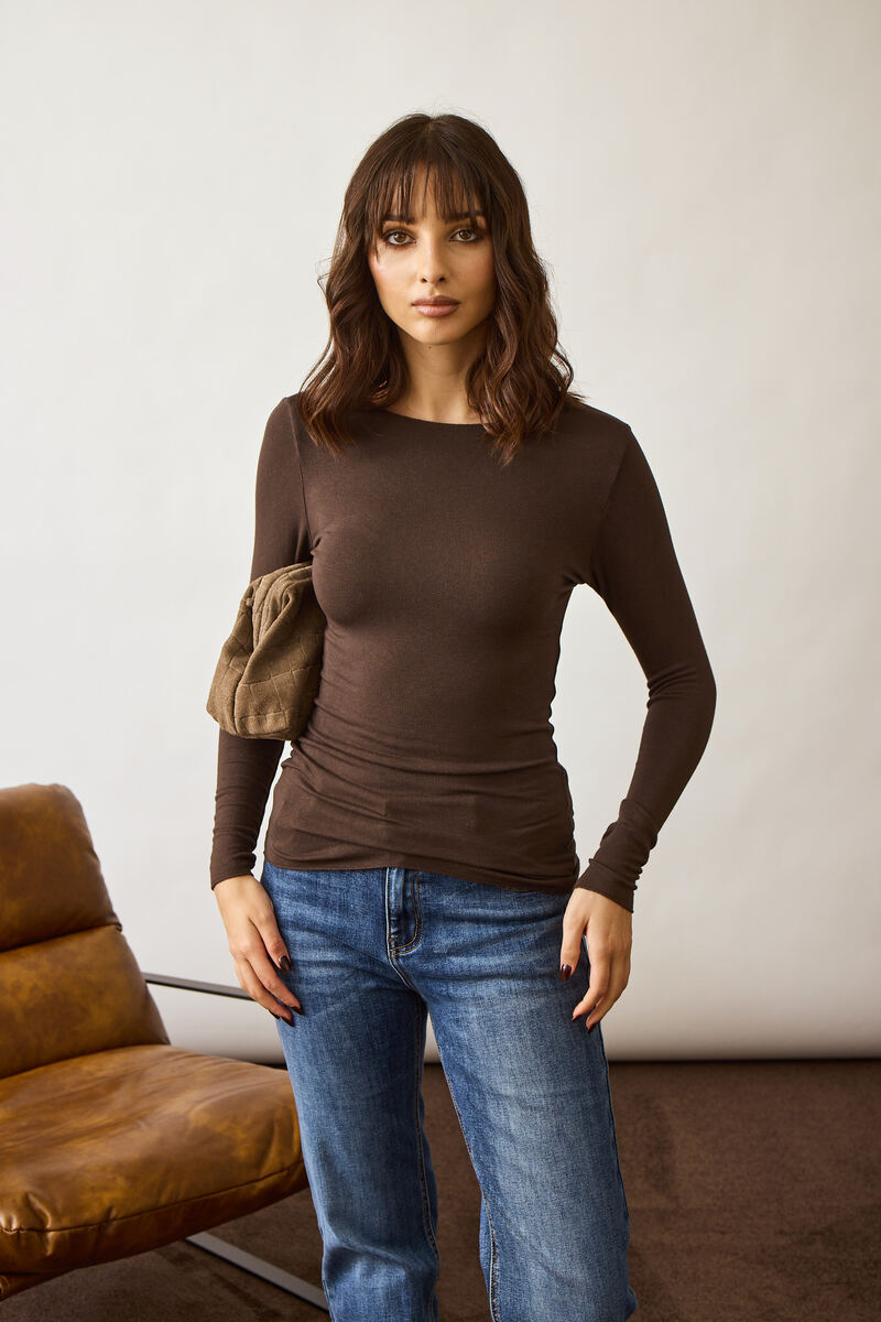 Maglia Girocollo Basic testa di moro|Colore:Testa di moro