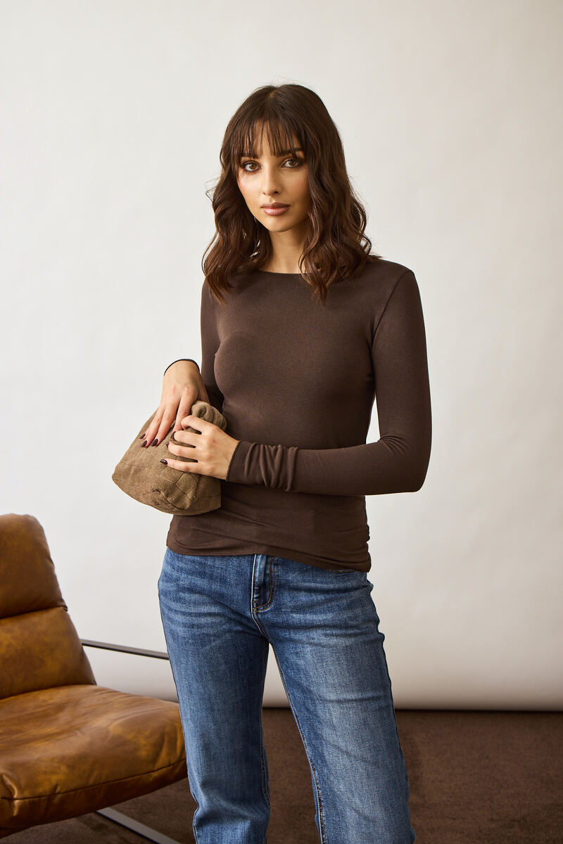 Maglia Girocollo Basic testa di moro|Colore:Testa di moro