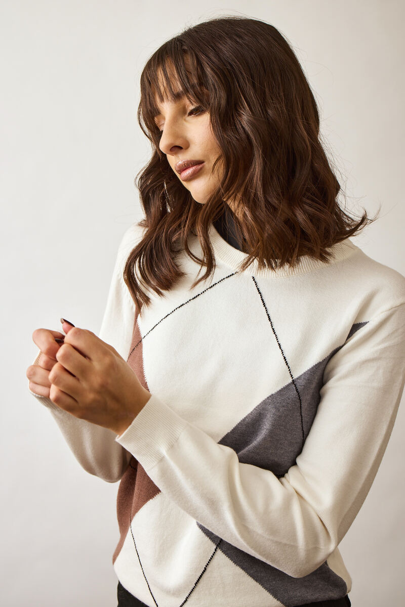 Maglia Rombi bianco|Colore:Bianco