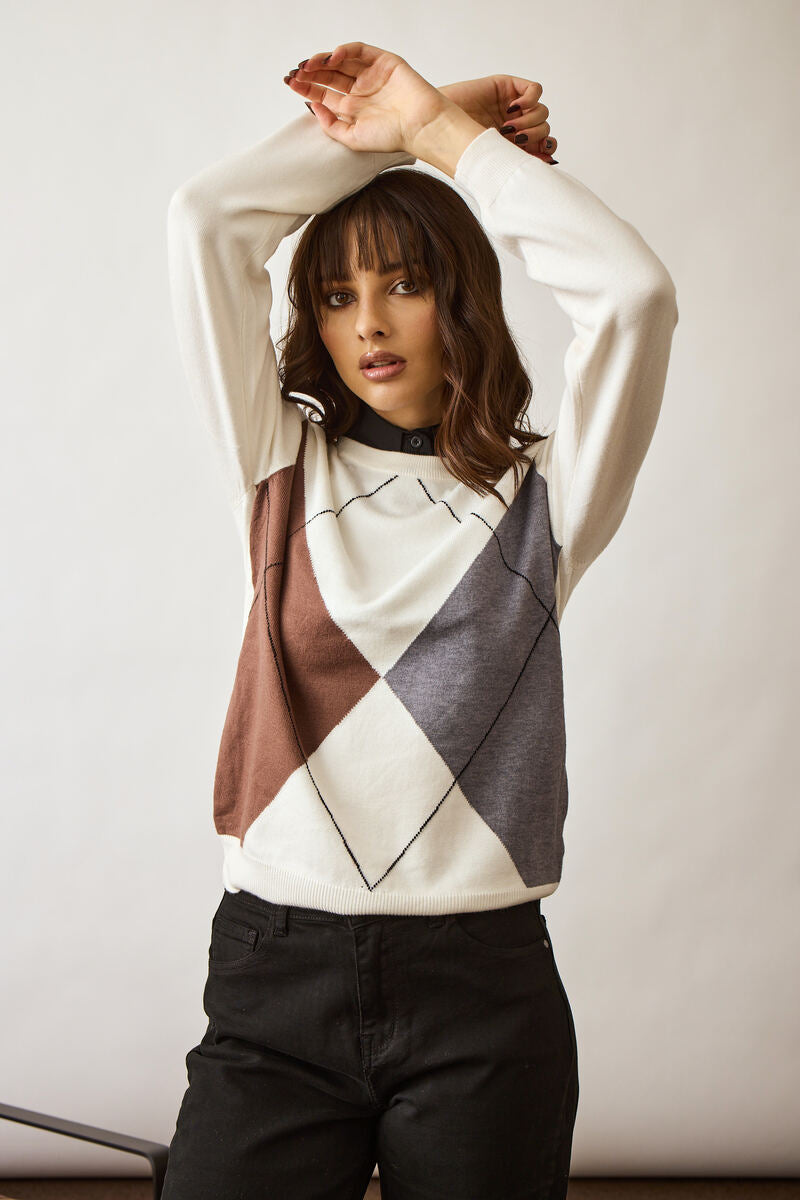 Maglia Rombi bianco|Colore:Bianco