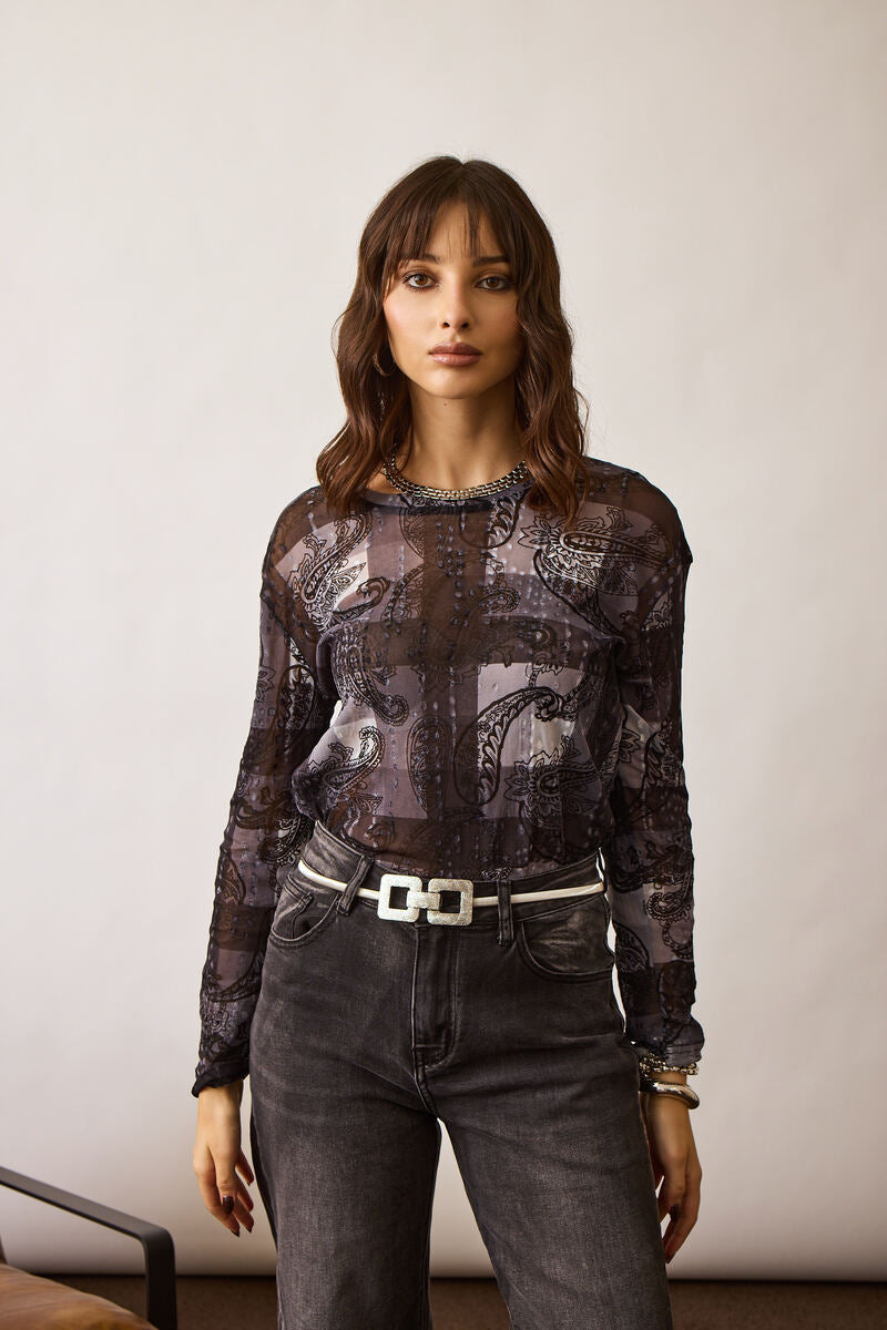 Maglia Tulle Fantasia Cashmere nero|Colore:Nero