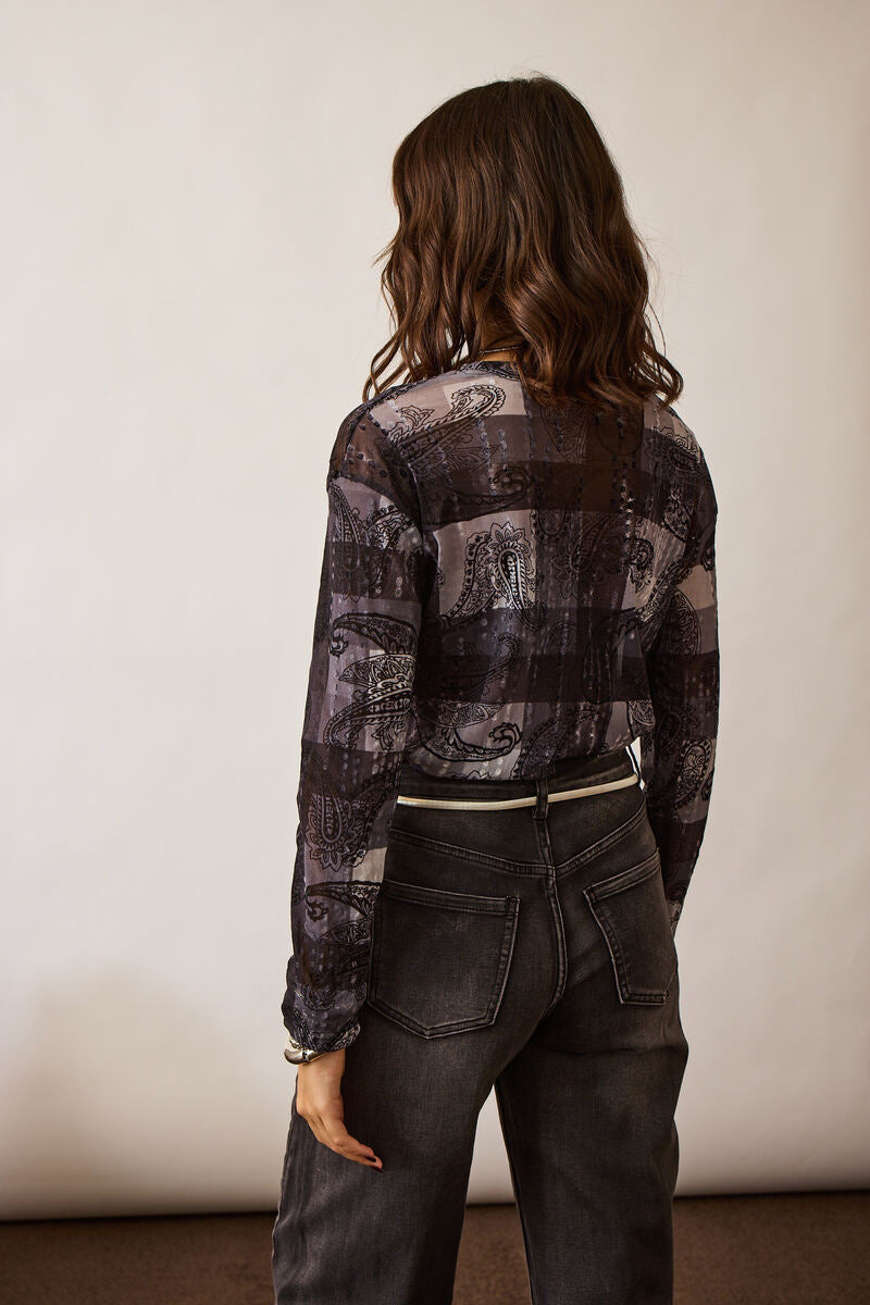 Maglia Tulle Fantasia Cashmere nero|Colore:Nero