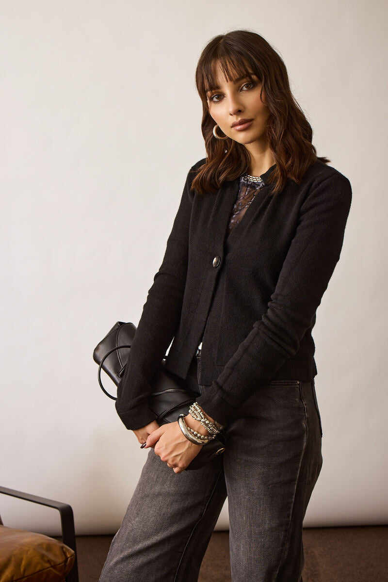 Cardigan Un Bottone Nero|Colore:Nero