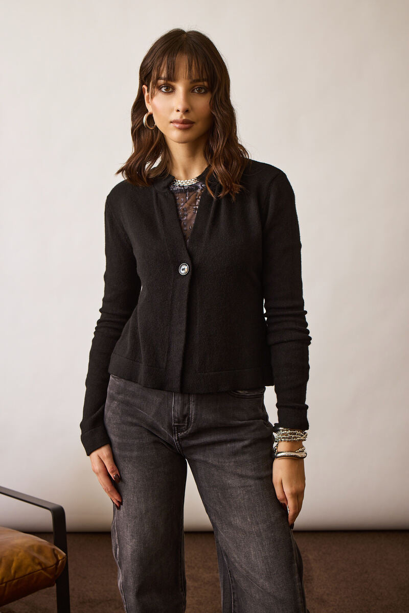 Cardigan Un Bottone Nero|Colore:Nero