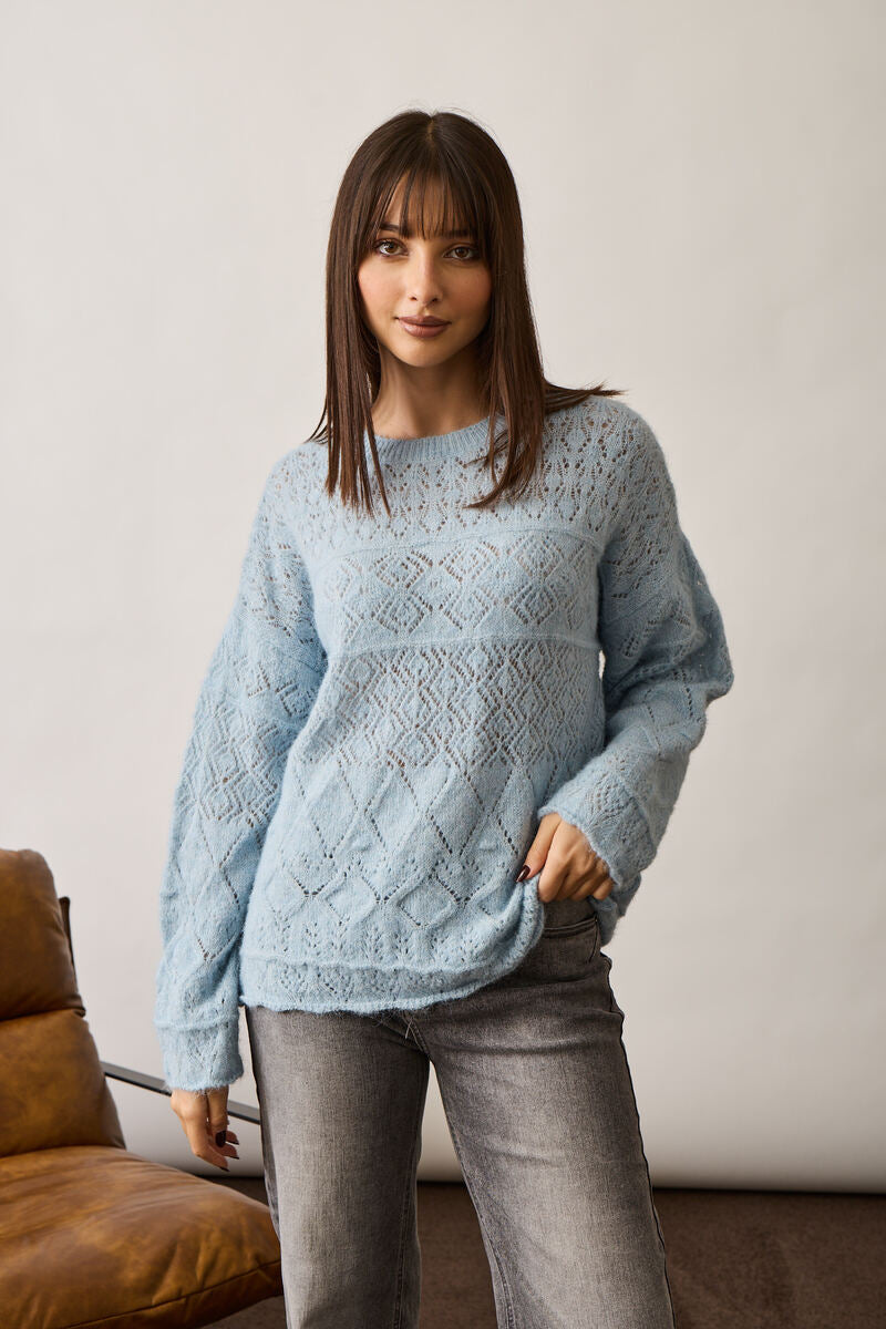 Pull Mini Rombi Traforato celeste|Colore:Celeste