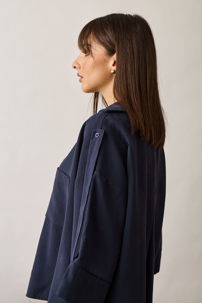 Camicia Con Tasconi blu navy|Colore:Blu navy