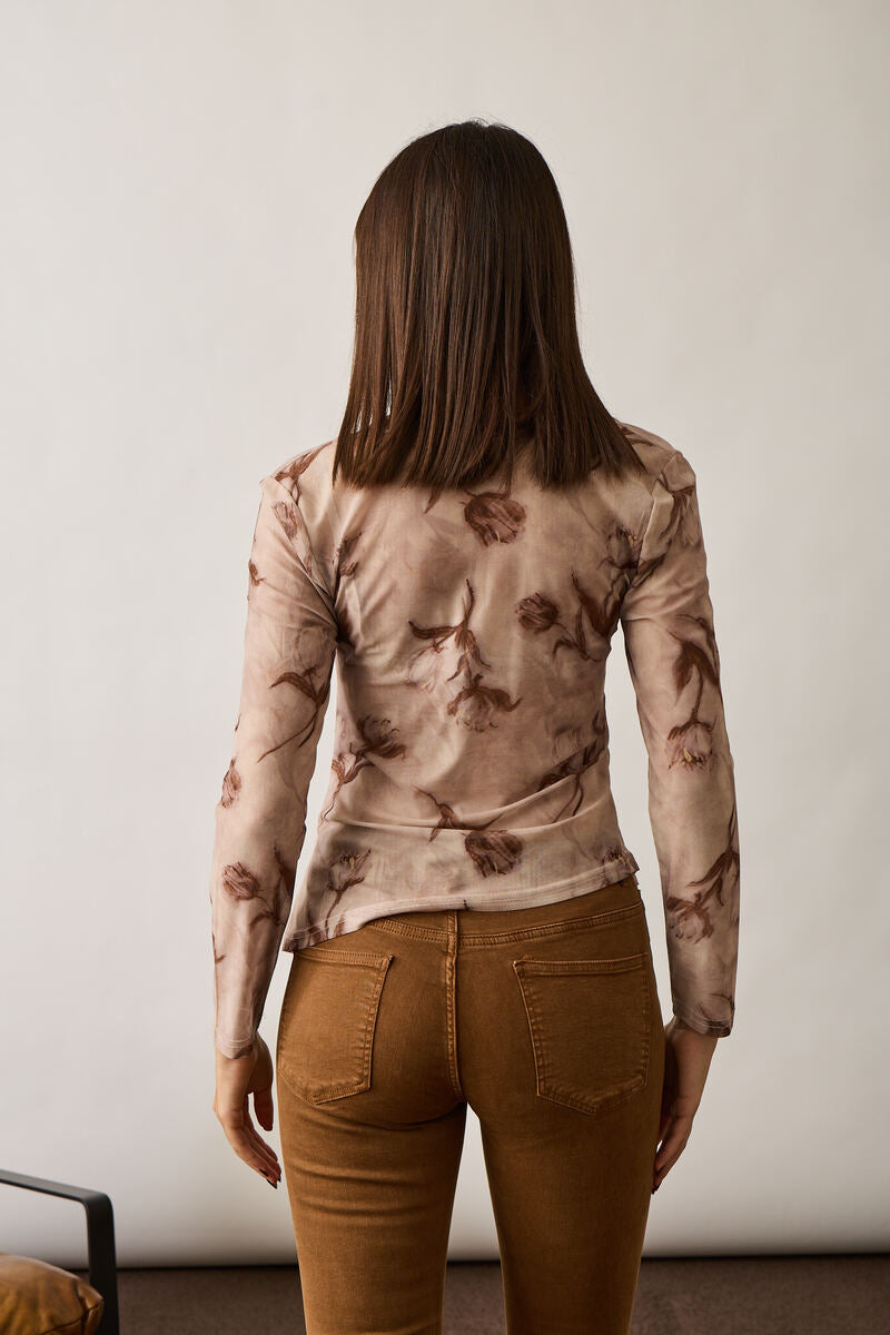 Maglia Fantasia Astratta Beige|Colore:Beige