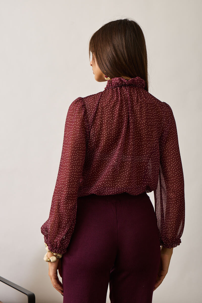 Blusa Micro Pois Bordeaux|Colore:Bordeaux