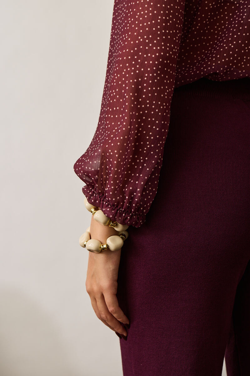 Blusa Micro Pois Bordeaux|Colore:Bordeaux