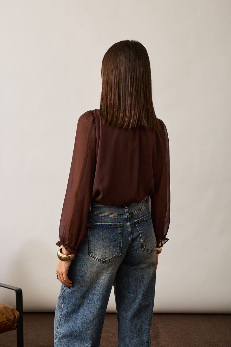 Camicia Con Perline Vinaccio|Colore:Vinaccio