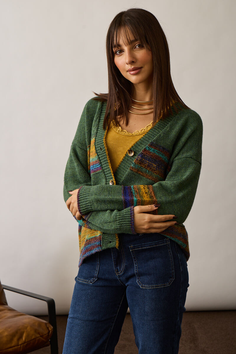 Cardigan Fasce verde|Colore:Verde